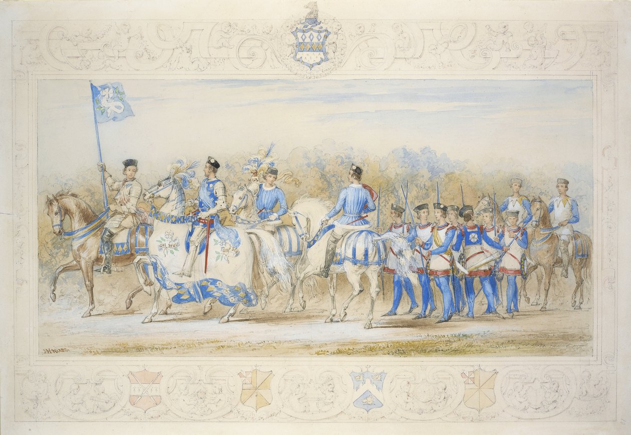 Charles Lamb Esq, Beyaz Gülün Şövalyesi (kağıt üzerinde kalem, tuvalet ve gövde rengi) by James Henry Nixon