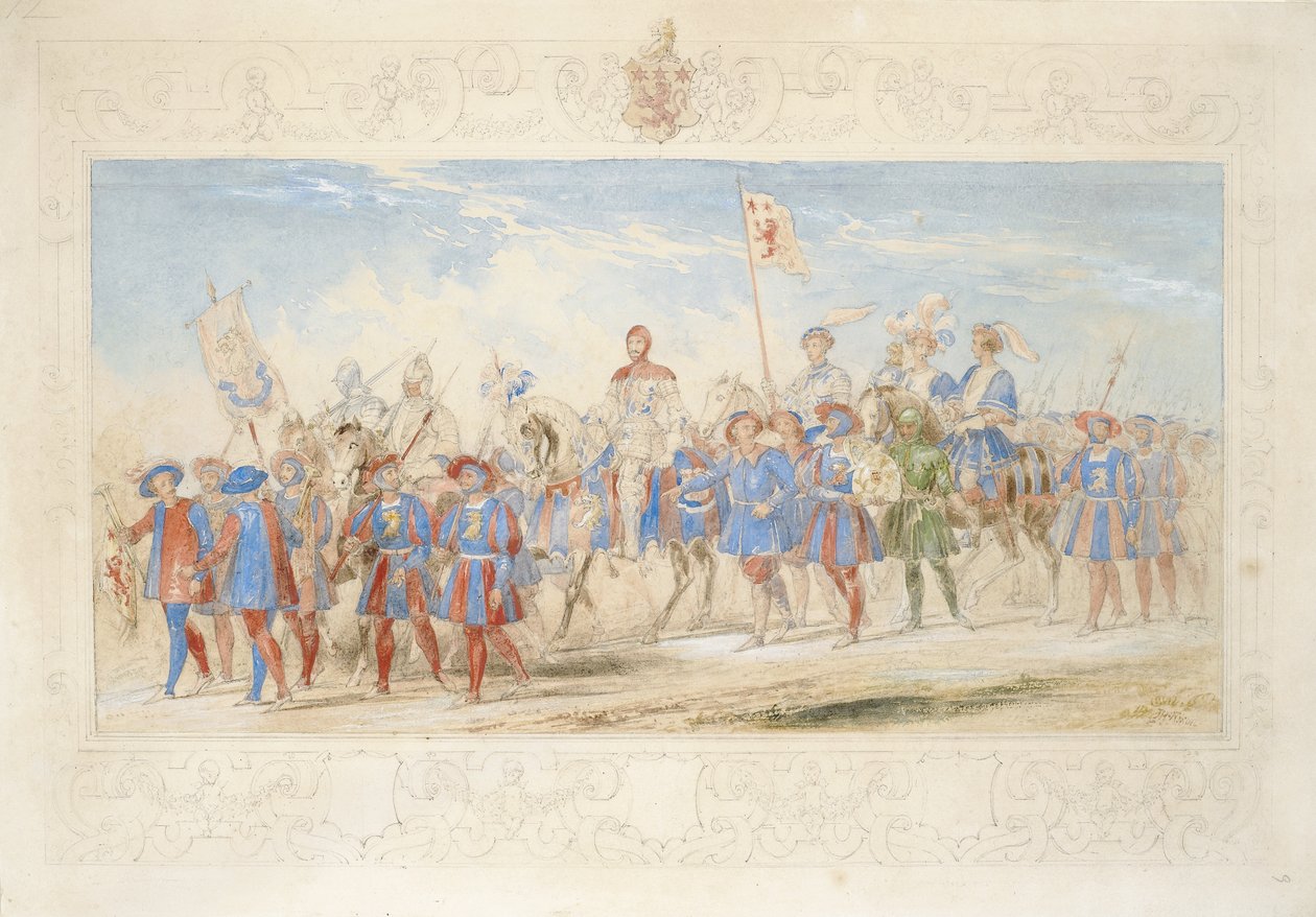 James Oglivie Fairlie Av., Altın Aslan Şövalyesi, 1839 (kalem, kağıt üzerinde wc ve guaj) by James Henry Nixon