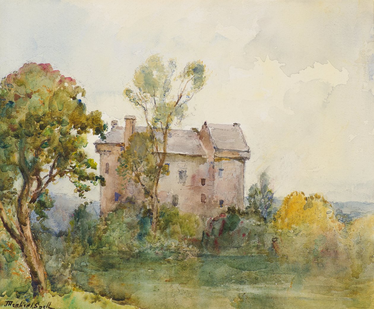 Claypotts Kalesi (suluboya) by James Herbet Snell