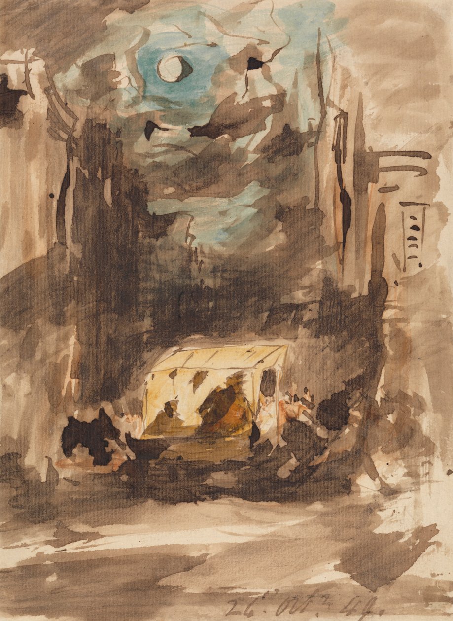Bir Tezgâhta Figürlerle Geceleri Bir Sokak by James Holland