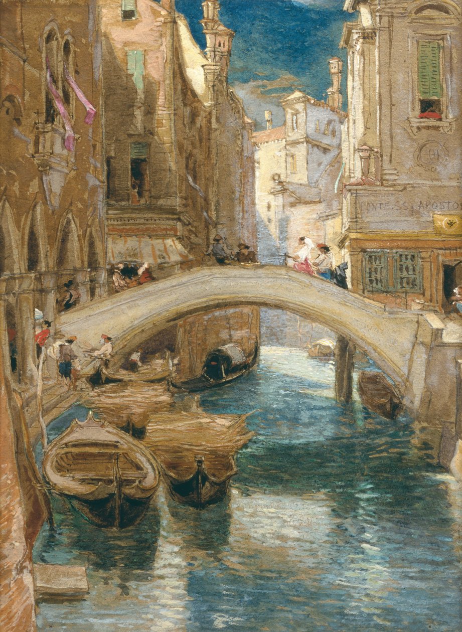Ponte Santi Apostoli, Venedik (kalem, kurşun kalem ve mürekkep) by James Holland