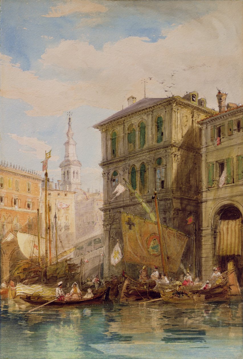 Palazzo Dei Camerlinghi, Venedik, c.1835-55 (kalem ve sulu boya) by James Holland
