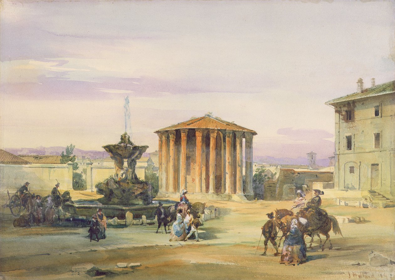 Vesta Tapınağı, Roma, 1849 (kağıt üzerinde grafit üzerinde wc) by James Holland