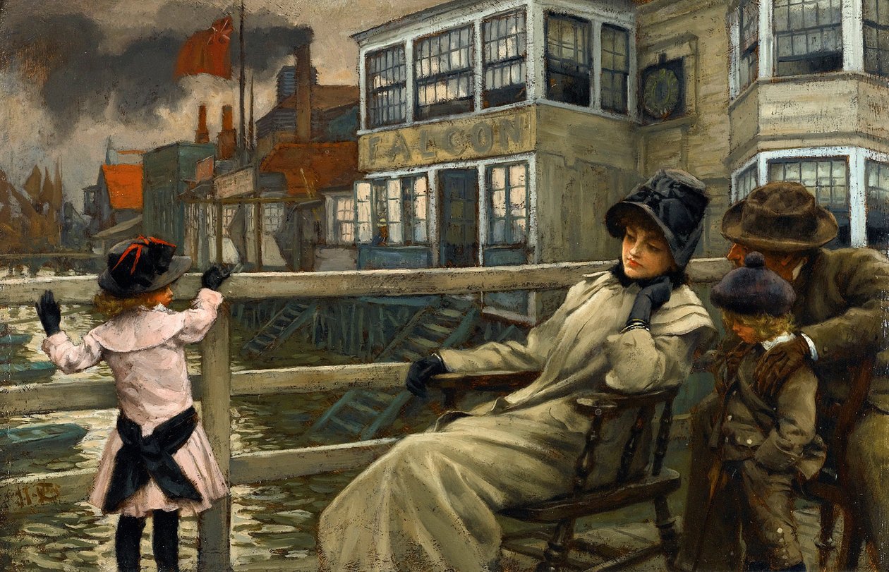 Akademik sanat: Tissot vapurunu beklemek, James Jacques Joseph (1836-1902). Ahşap üzeri yağlı boya, 22,5x32,5. Özel koleksiyon by James Jacques Joseph Tissot
