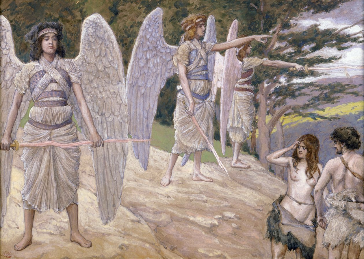 Cennetten Sürülmüş Adem ve Havva - Tissot, James Jacques Joseph (1836-1902) - 1896-1902 - Kağıt üzerine guaj boya - 22,6x31,7 - Yahudi Müzesi, New York by James Jacques Joseph Tissot