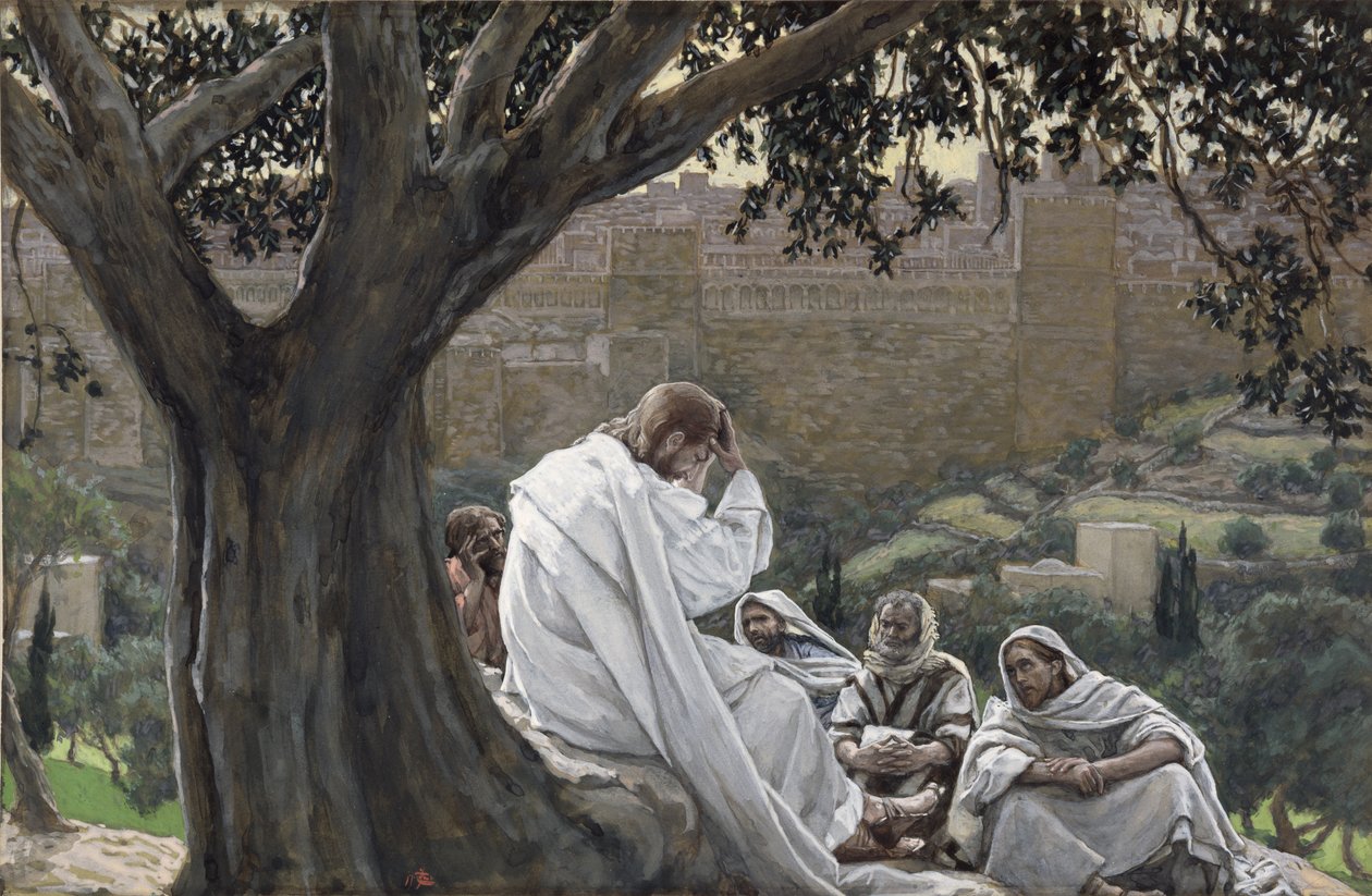 Mesih, Tapınağın Yıkılışını Önceden Bildiriyor, The Life of Christ için örnekleme, c.1886-94 (karton üzerine wc ve guaj) by James Jacques Joseph Tissot