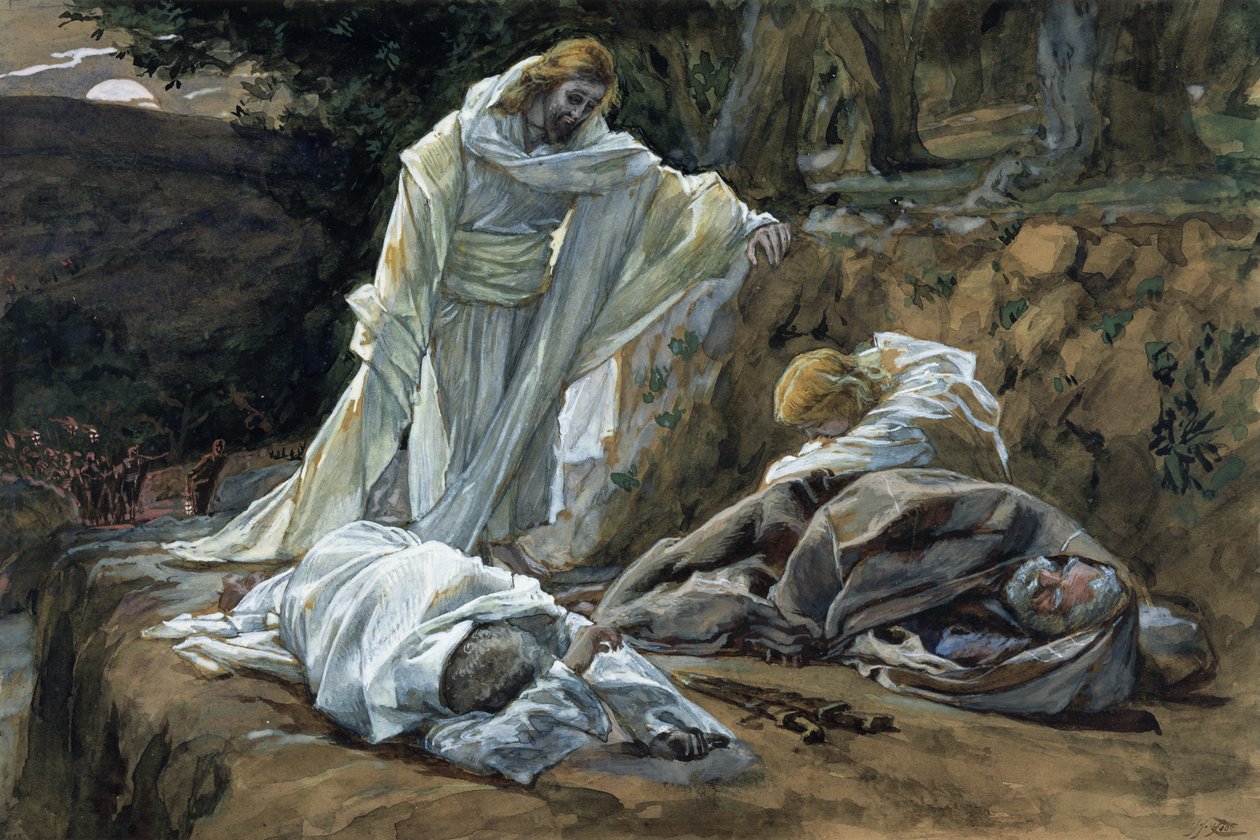 Benimle Bir Saat İzleyemez misiniz?, İsa'nın Yaşamı için örnekleme, c.1886-94 (karton üzerine wc ve guaj boya) by James Jacques Joseph Tissot