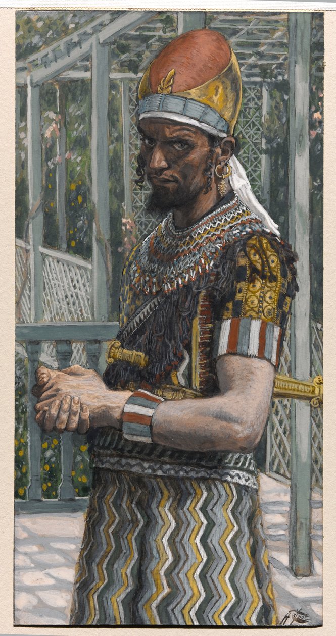 Herod (21BC-39AD), 'Mesih'in Yaşamı' için illüstrasyon, c.1886-94 (karton üzerine suluboya ve guaj boya) by James Jacques Joseph Tissot