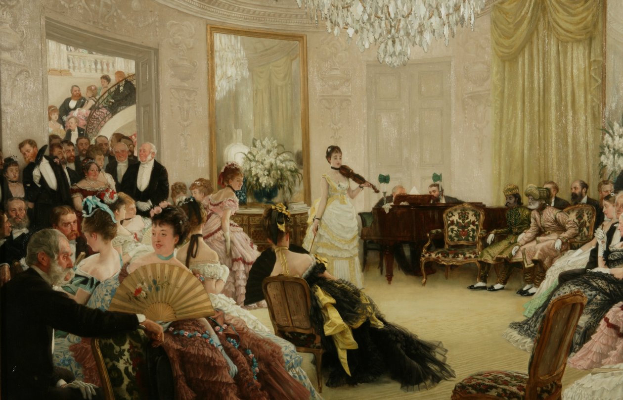 Sus! (Konser), c.1875 (tuval üzerine yağlı boya) by James Jacques Joseph Tissot