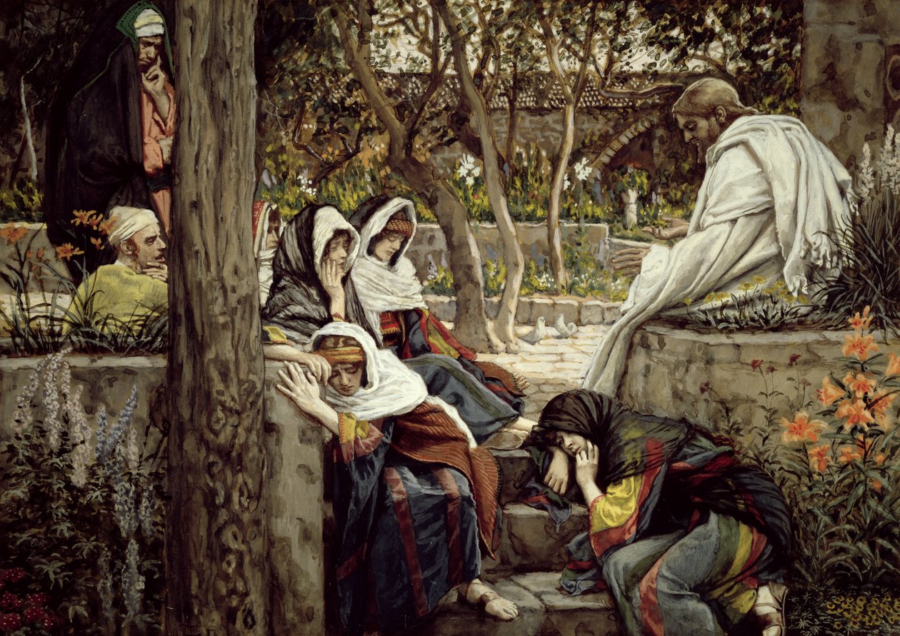 Jesus at Bethany, The Life of Christ için örnekleme, c.1886-96 (karton üzerine guaj boya) by James Jacques Joseph Tissot
