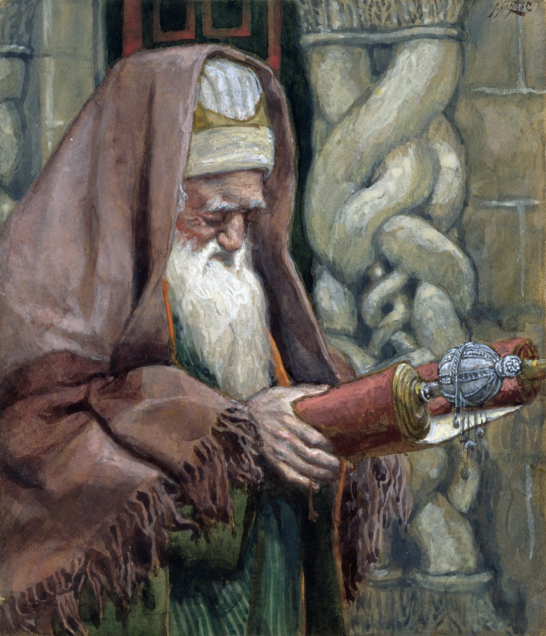 Simeon, The Life of Christ için illüstrasyon, c.1886-94 (karton üzerine wc ve guaj boya) by James Jacques Joseph Tissot