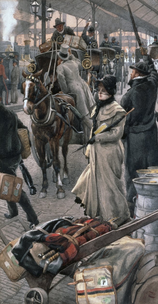 Kalkış Platformu, Victoria İstasyonu (kalem ve sulu boya) by James Jacques Joseph Tissot