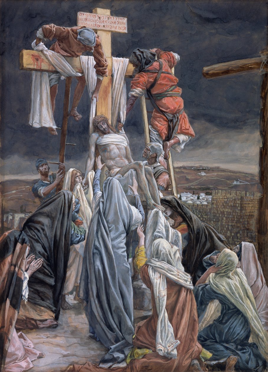 The Descent from the Cross, The Life of Christ için örnekleme, c.1884-96 (karton üzerine wc ve guaj boya) by James Jacques Joseph Tissot