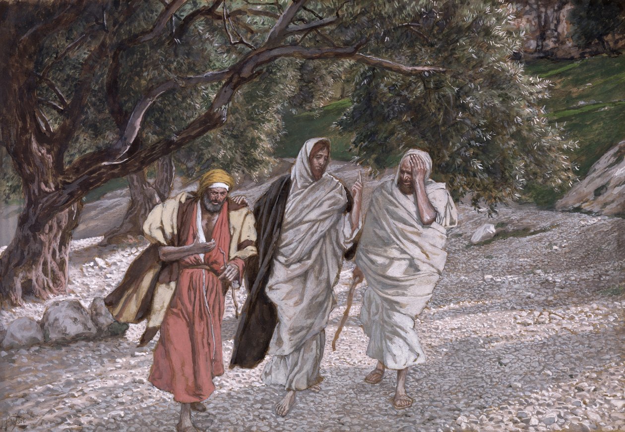 The Disciples on the Road to Emmaus, The Life of Christ için illüstrasyon, c.1884-96 by James Jacques Joseph Tissot