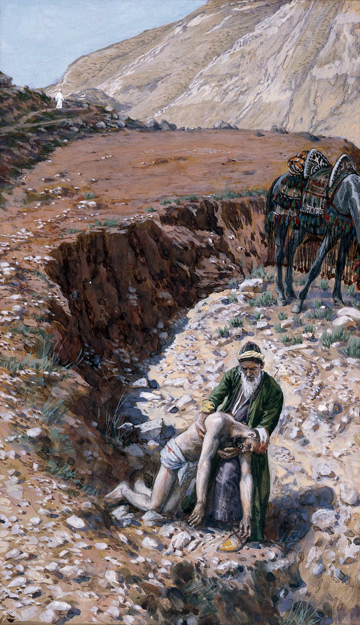 The Good Samaritan, The Life of Christ için örnekleme, c.1886-94 (karton üzerine wc ve guaj boya) by James Jacques Joseph Tissot