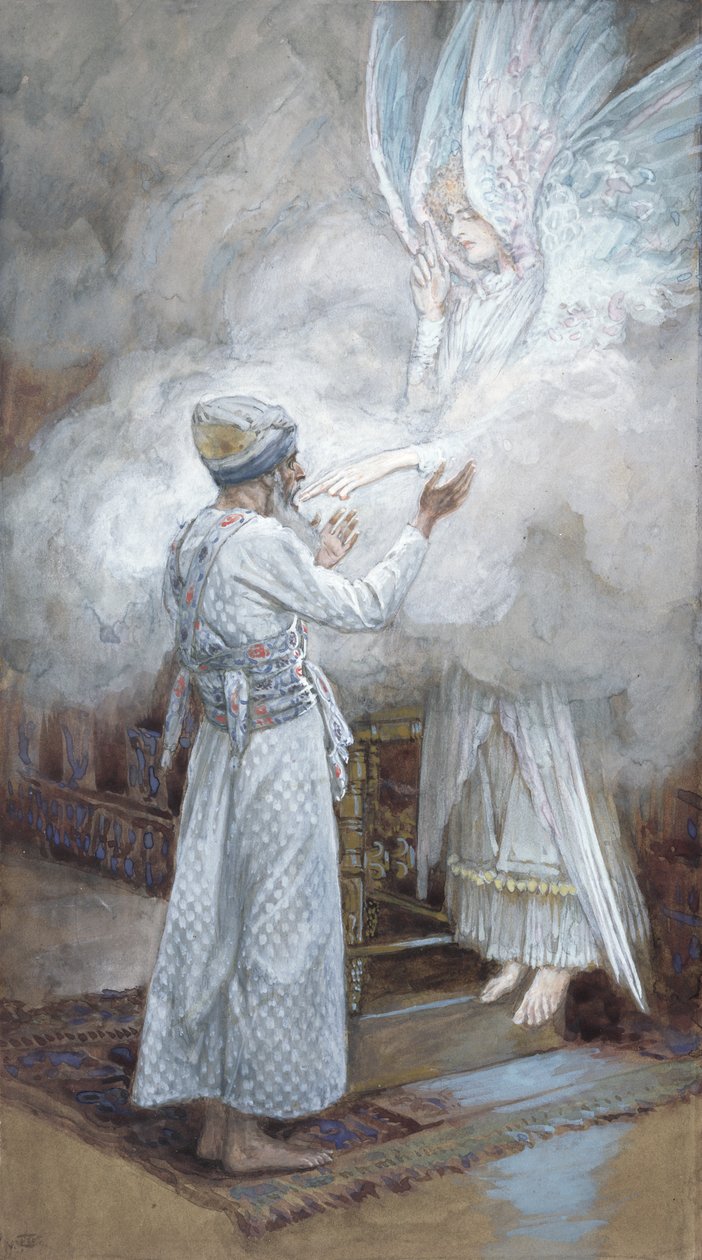 The Vision of Zacharias, The Life of Christ için örnekleme, c.1886-94 (karton üzerine wc ve guaj boya) by James Jacques Joseph Tissot