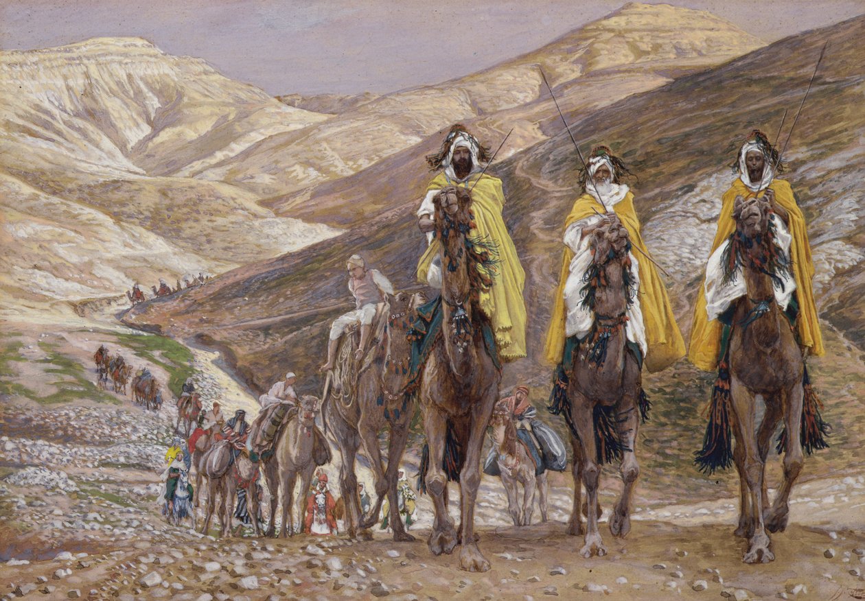 The Wise Men Journeying to Bethlehem, The Life of Christ için örnekleme, c.1886-94 (karton üzerine guaj boya) by James Jacques Joseph Tissot