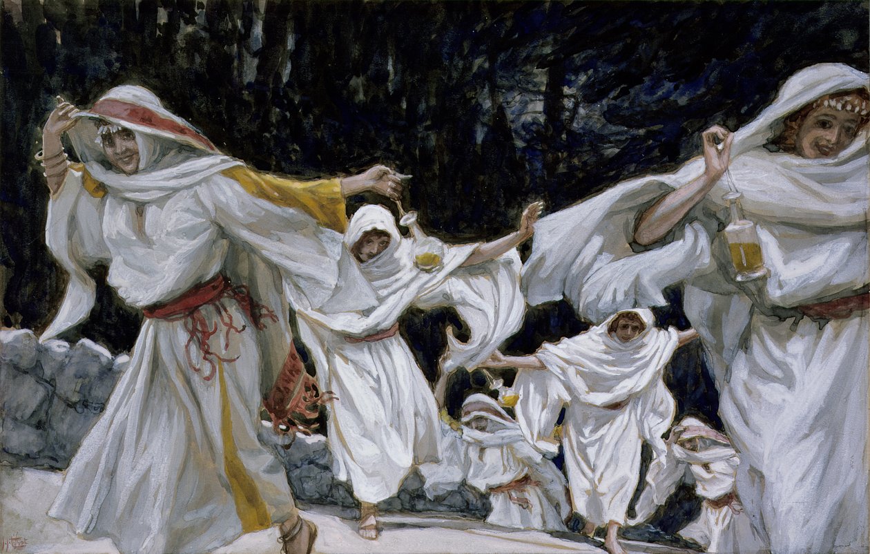 The Wise Virgins, The Life of Christ için illüstrasyon, c.1886-94 (karton üzerine wc ve guaj boya) by James Jacques Joseph Tissot