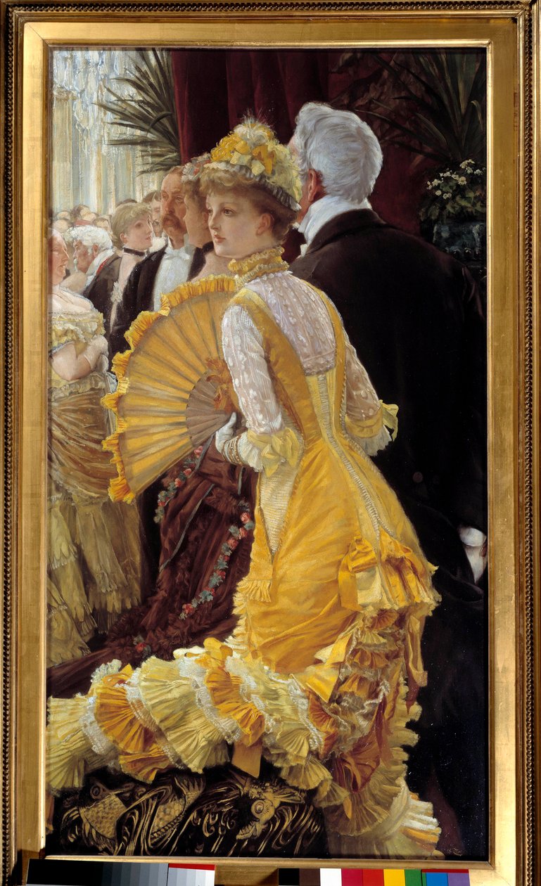 Sarı elbise: sosyal bir akşam sırasında zarif çift Resim Jacques Joseph (Jacques-Joseph) Tissot dit James Tissot (1836-1902) 1878 Sun. 0,9x0,5 m Paris, Orsay Müzesi by James Jacques Joseph Tissot