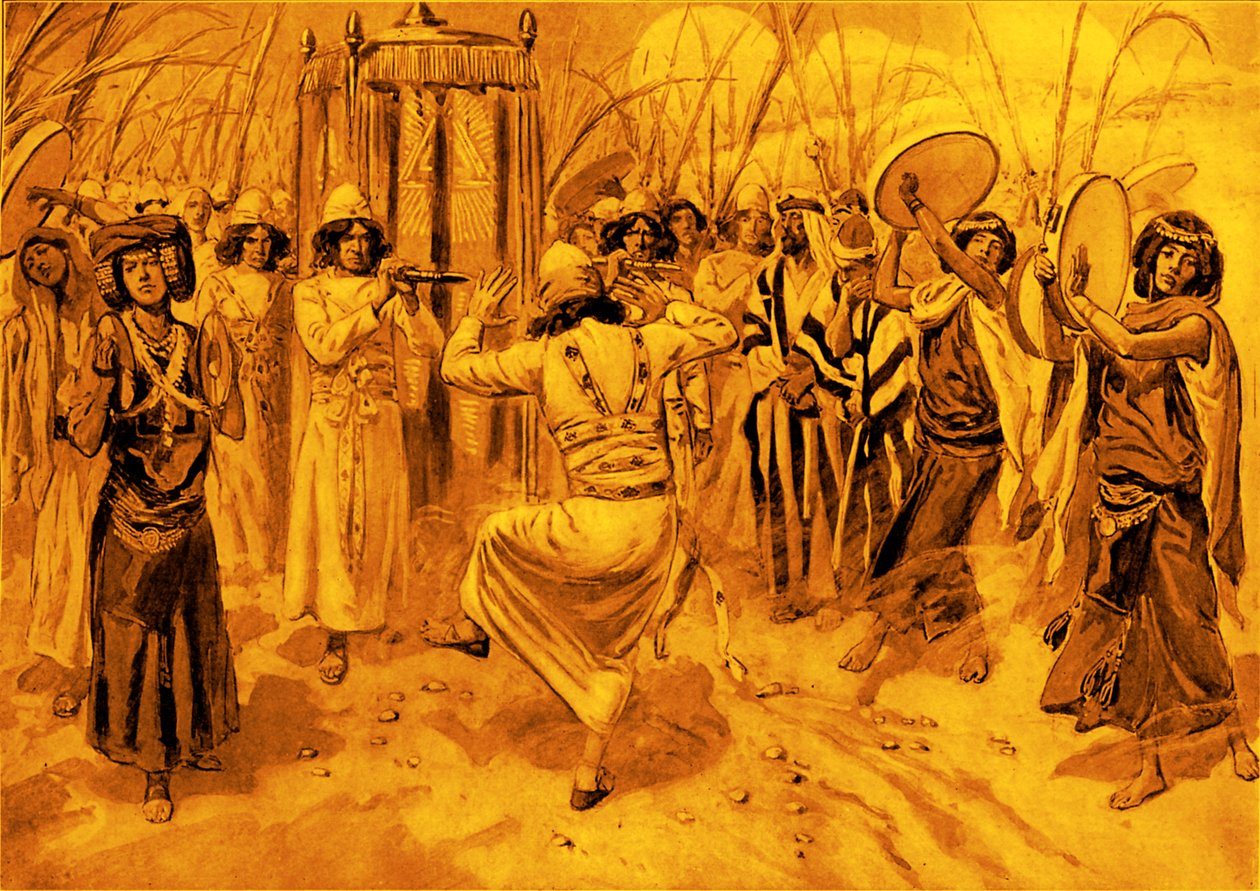 David, geminin önünde dans ediyor, Tissot - İncil by James Jacques Joseph after Tissot