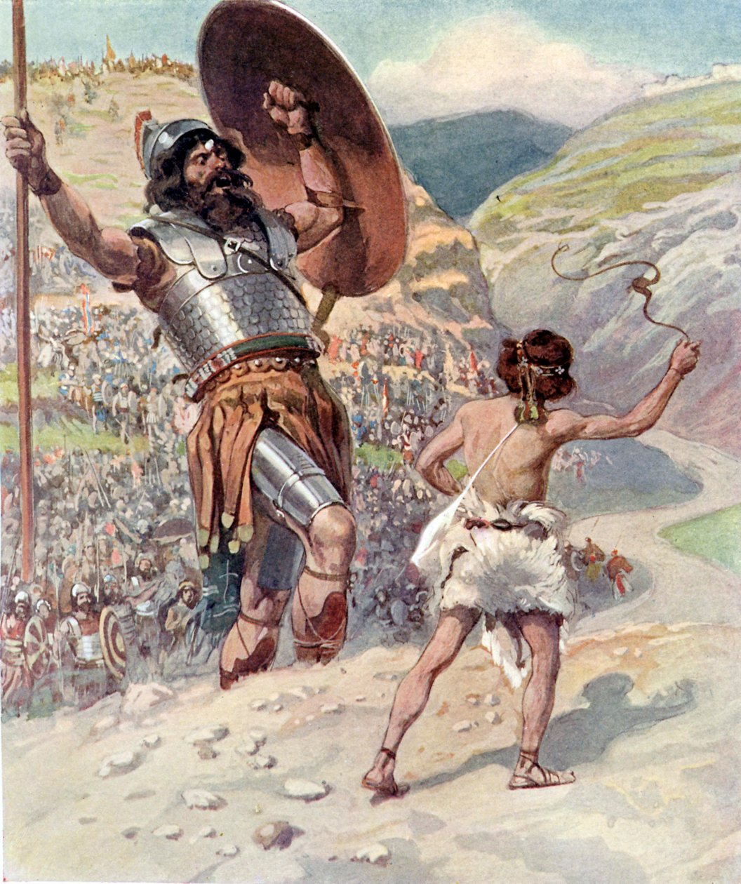David, J James Tissot tarafından taş sapan - İncil by James Jacques Joseph after Tissot