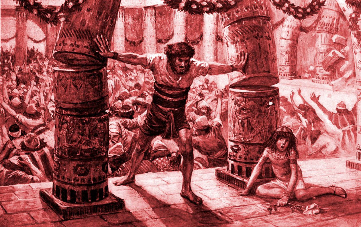 Samson sütunları yere koyuyor - Tissot - İncil by James Jacques Joseph after Tissot