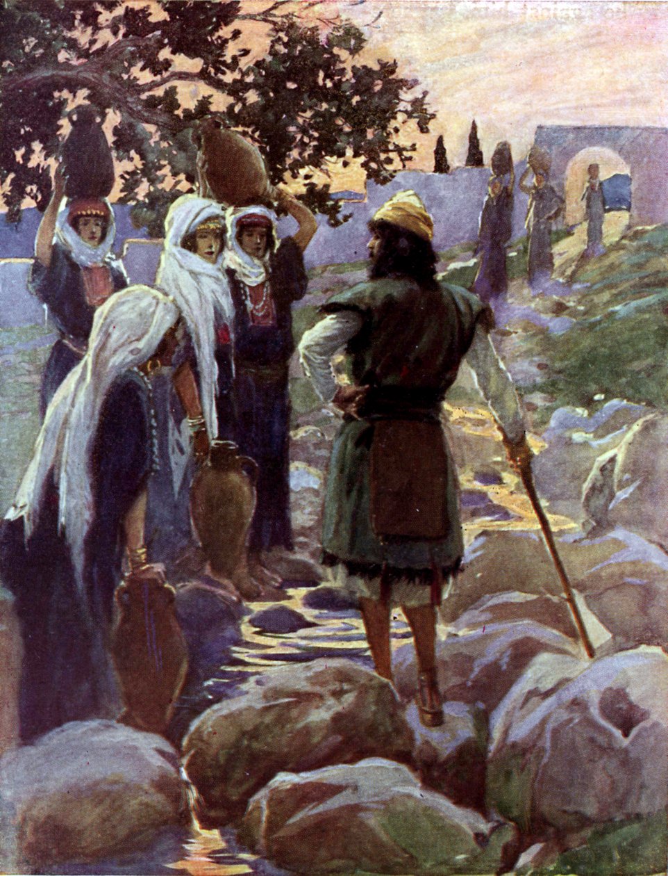 Saul genç bakireleri sorguluyor, Tissot -İncil by James Jacques Joseph after Tissot