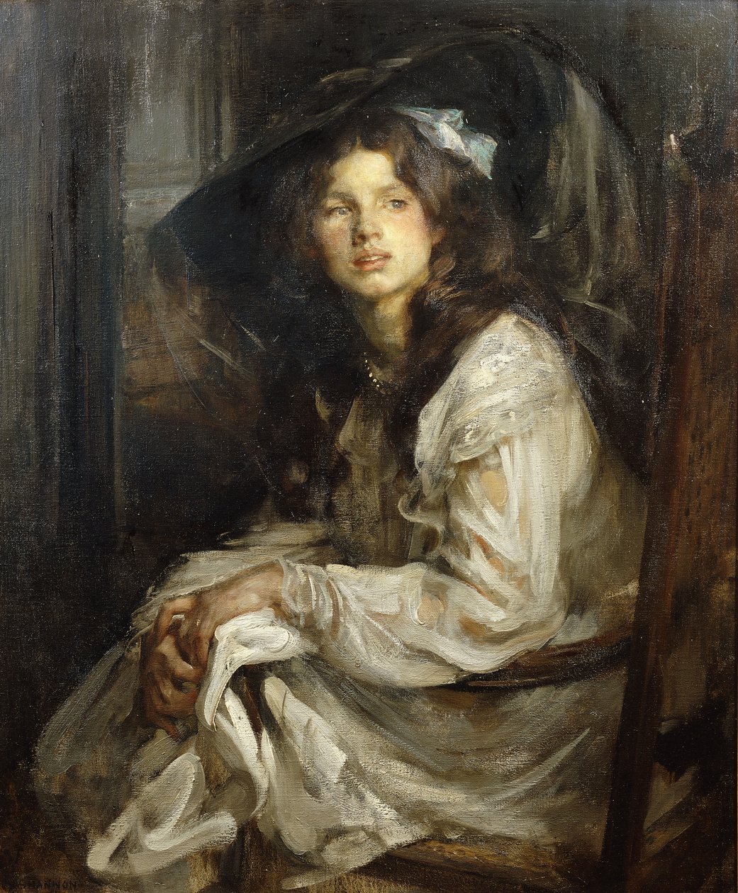 Sandalyede Oturan Kız, by James Jebusa Shannon