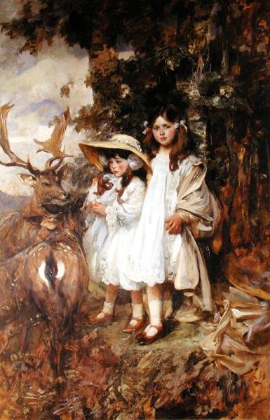 Irene ve Frida Mond (tuval üzerine yağlı boya) by James Jebusa Shannon