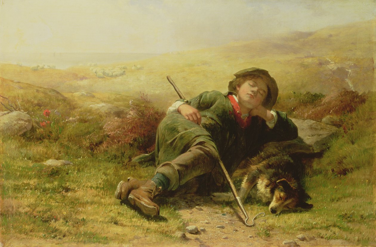 Görevlerini İhmal Eden Çoban Oğlan ve Çoban Köpeği, 1851 by James John Hill