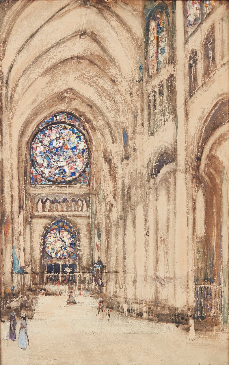 Kilise İçi, Rouen, Fransa (suluboya) by James Kay