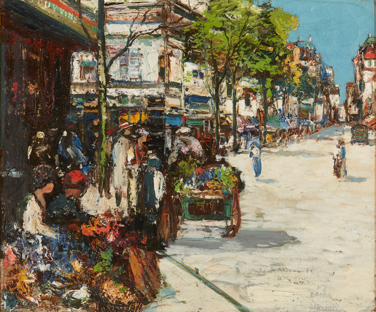 Çiçek Pazarı - Dieppe (tuval üzerine yağlı boya) by James Kay