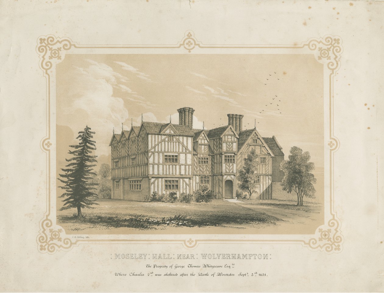 Bushbury - Moseley Old Hall: litografi ve [?18. yüzyıl] by James Kellaway Colling