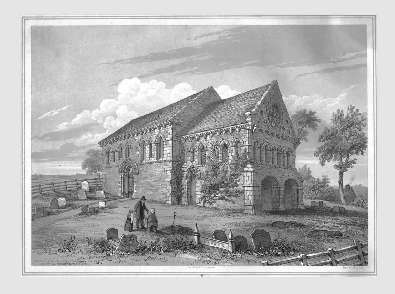 St Nicholas Kilisesi, Barfrestone, 19. yüzyılın sonlarında. by James Kellaway Colling
