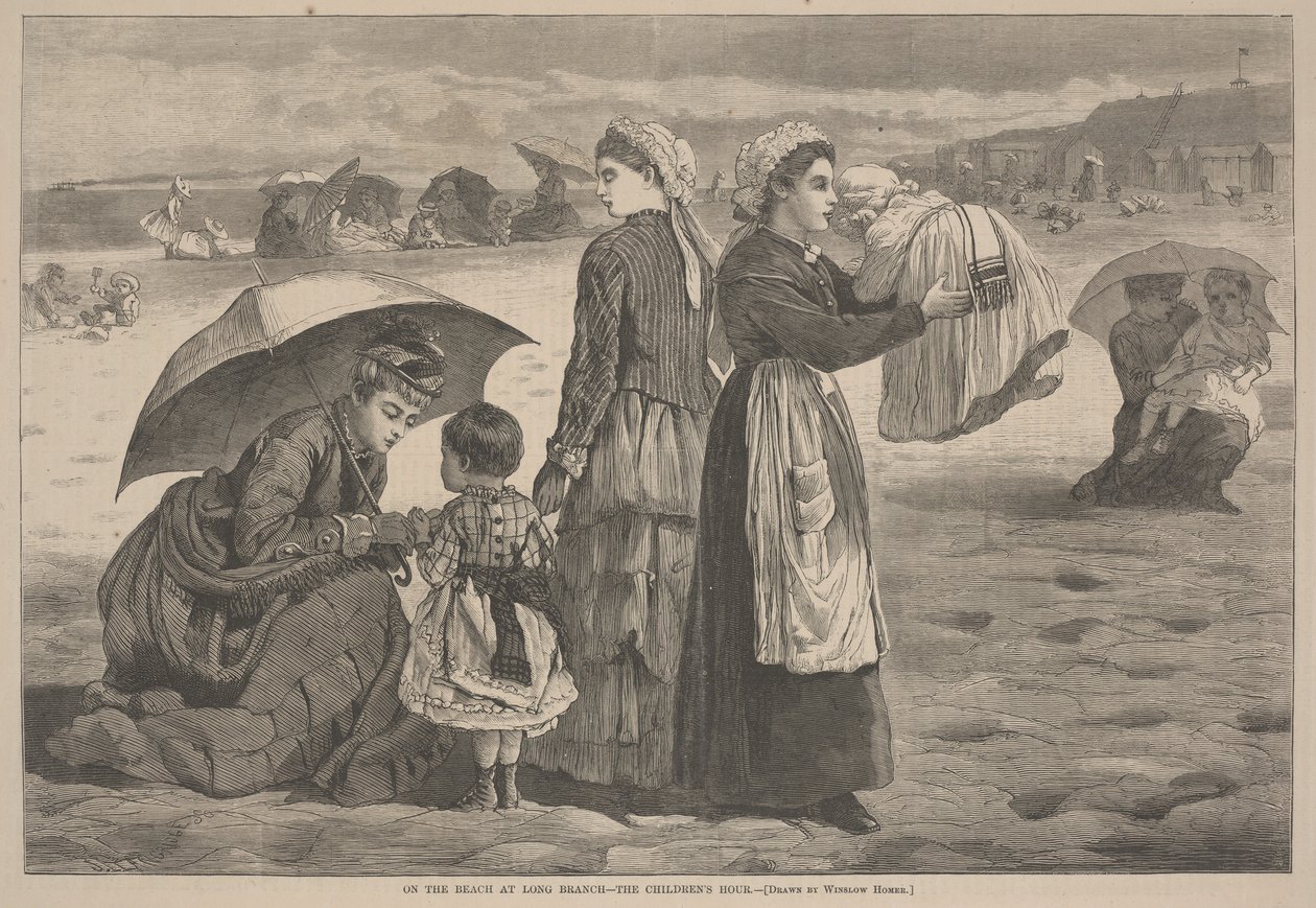 Long Branch Sahilinde - Çocuk Saati, 1874 by James L. Langridge