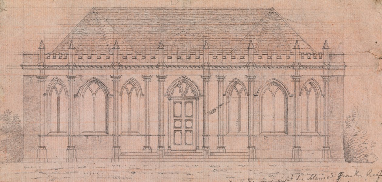 A Collection of Designs for Rural Retreats'in Design 20, Plate 18 için hazırlık çizimi by James Malton
