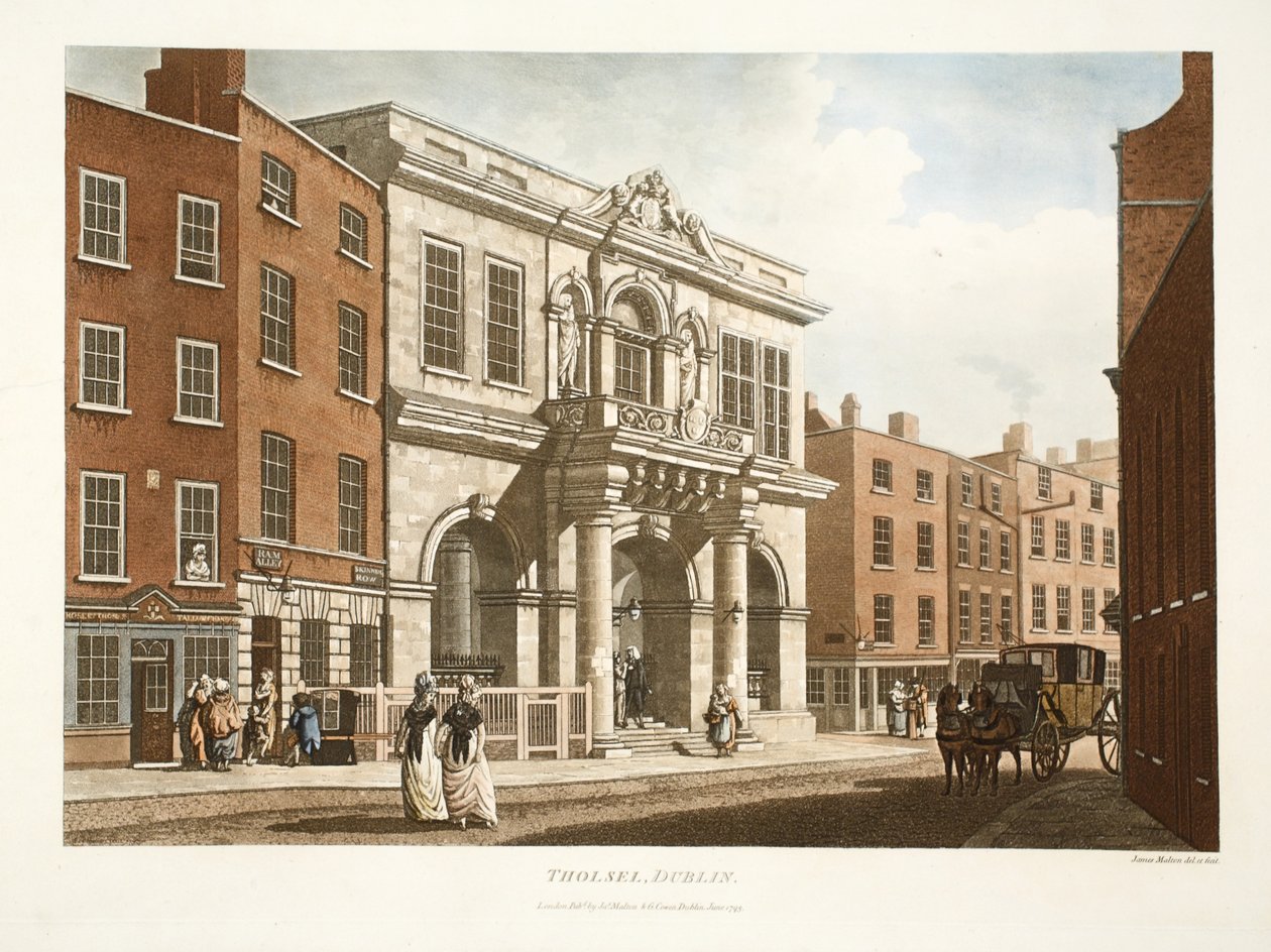 Tholsel, Dublin, 1798 (el boyaması gravür) by James Malton