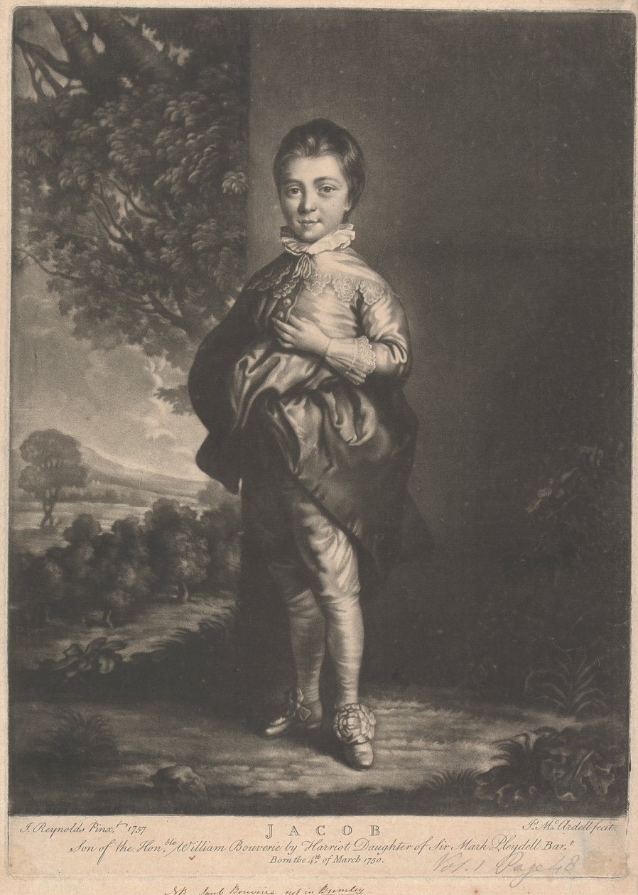 Saygıdeğer William Bouverie'nin Oğlu Jacob by James McArdell