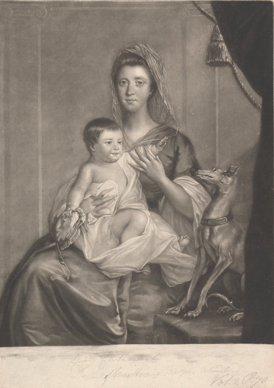 Leydi Jane Cathcart (kızlık soyadı Hamilton) ve Oğlu by James McArdell