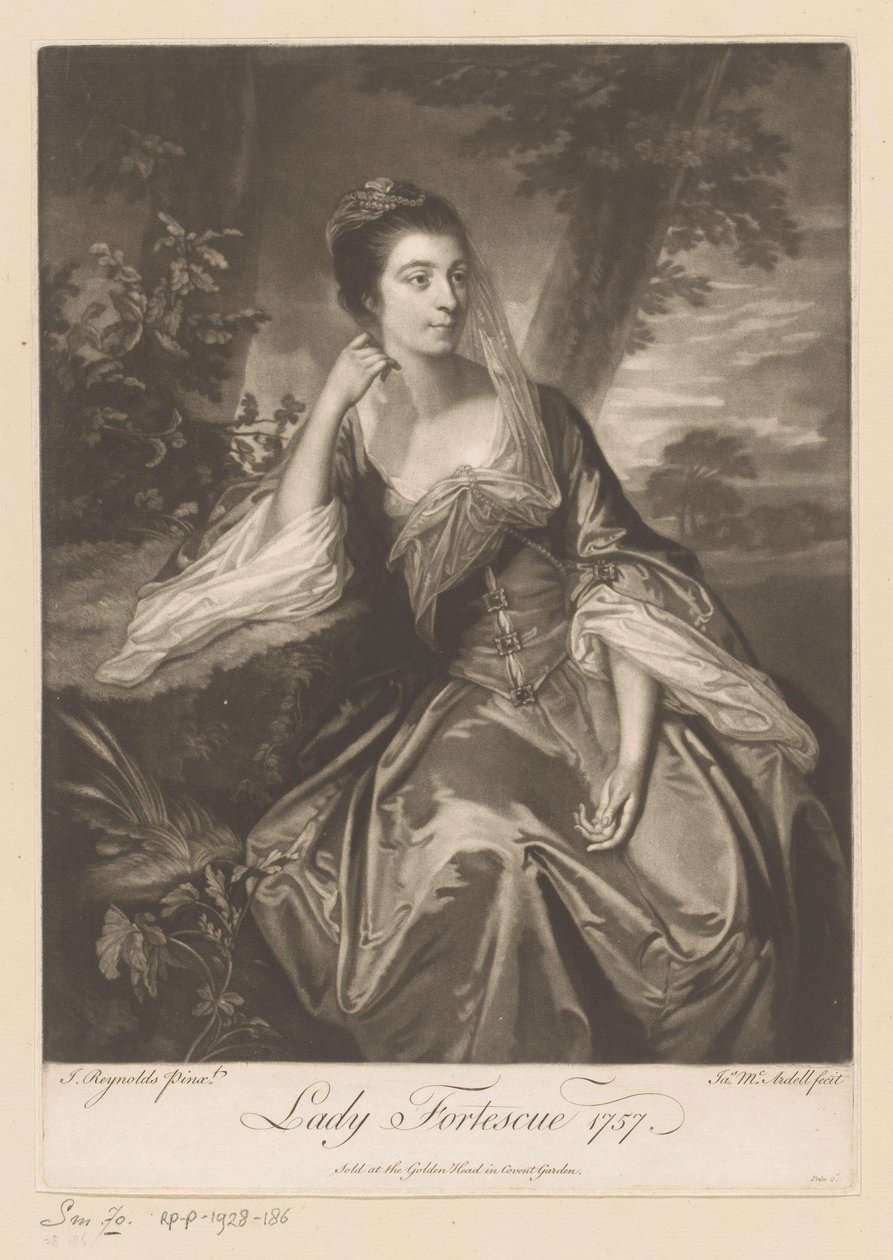 Portret van Anne Fortescue Lady Fortescue (nesne üzerindeki başlık) by James McArdell