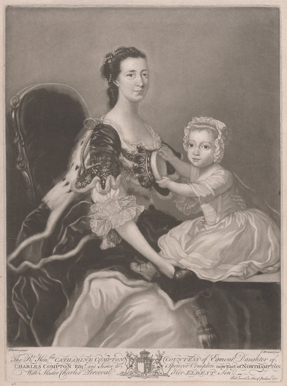 Saygıdeğer Catherine Compton..., Egmont Kontesi..., En Büyük Oğlu Efendi Charles Perceval ile birlikte by James McArdell
