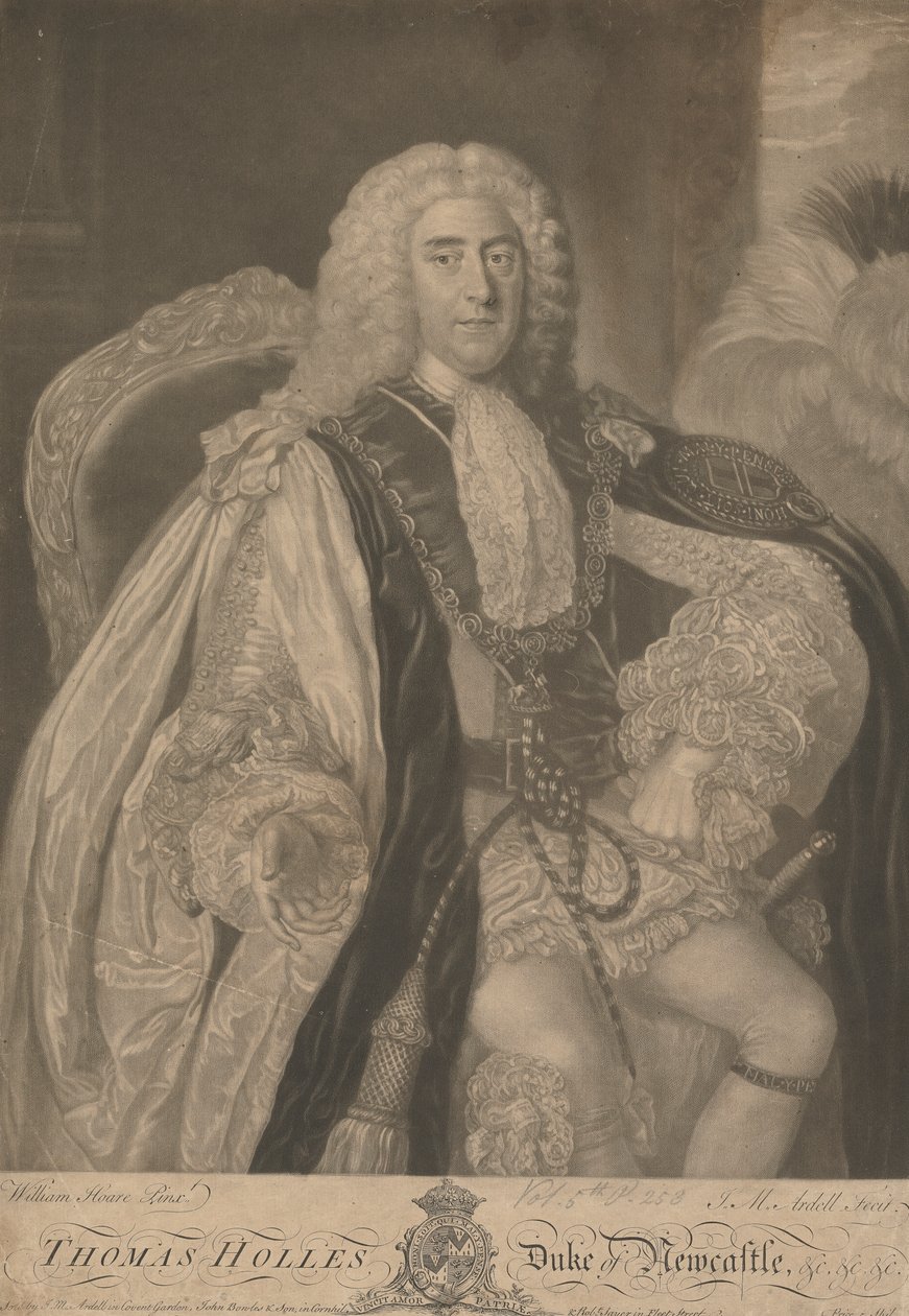 Thomas Pelham-Holles, Tyne'daki 1. Newcastle Dükü ve Lyme yönetimindeki 1. Newcastle Dükü by James McArdell