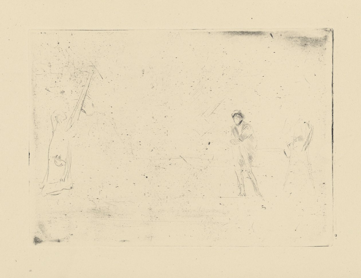 [76] Whistler tarafından iptal edilen plakalardan izlenimler - [İki Şekil]. by James Abbott McNeill Whistler