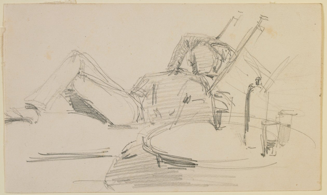Bir yatakta uzanmış bir adam by James Abbott McNeill Whistler