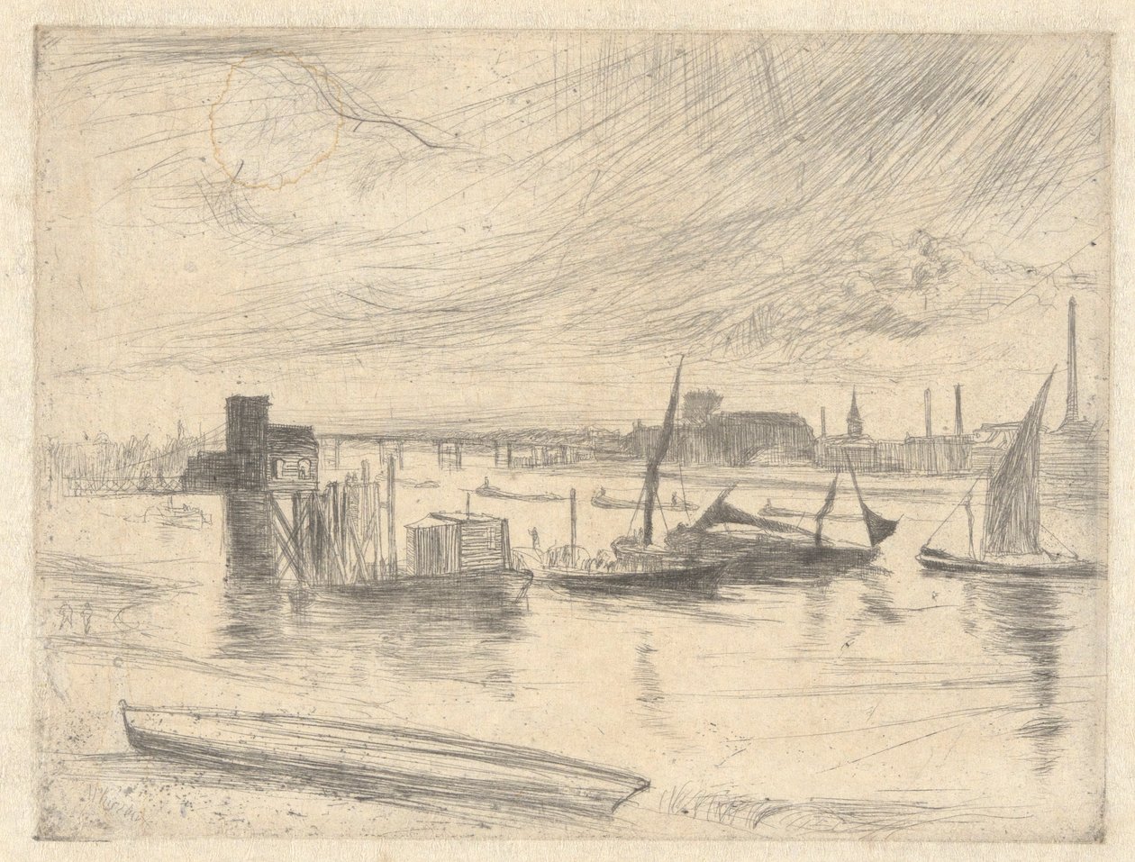 Battersea Dawn (Cadogan İskelesi), Thames Setinden (Thames Nehri ve Diğer Konular Üzerine On Altı Gravür Sahnesi Dizisi) by James Abbott McNeill Whistler