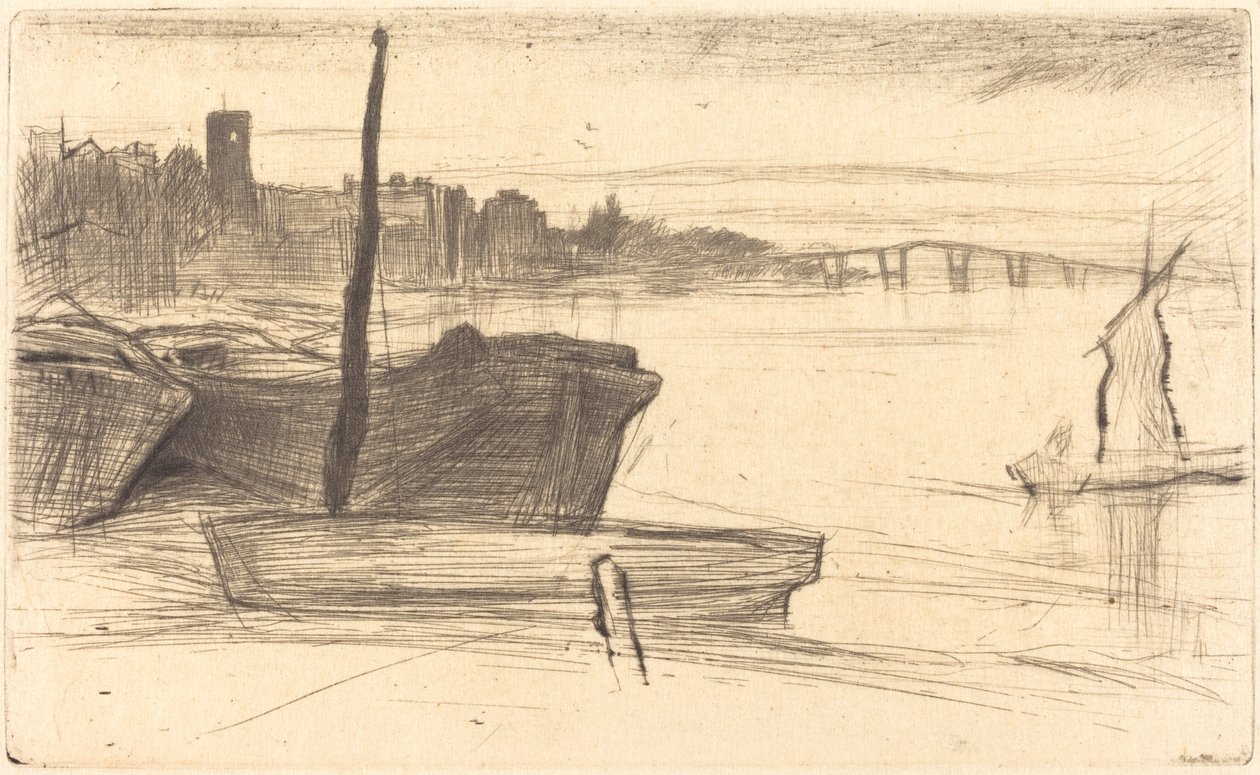 Chelsea Köprüsü ve Kilisesi by James Abbott McNeill Whistler