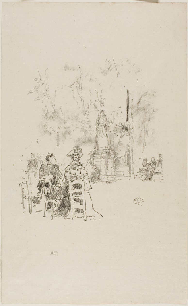 Heykelin Altında Konuşma, Lüksemburg Bahçeleri by James Abbott McNeill Whistler