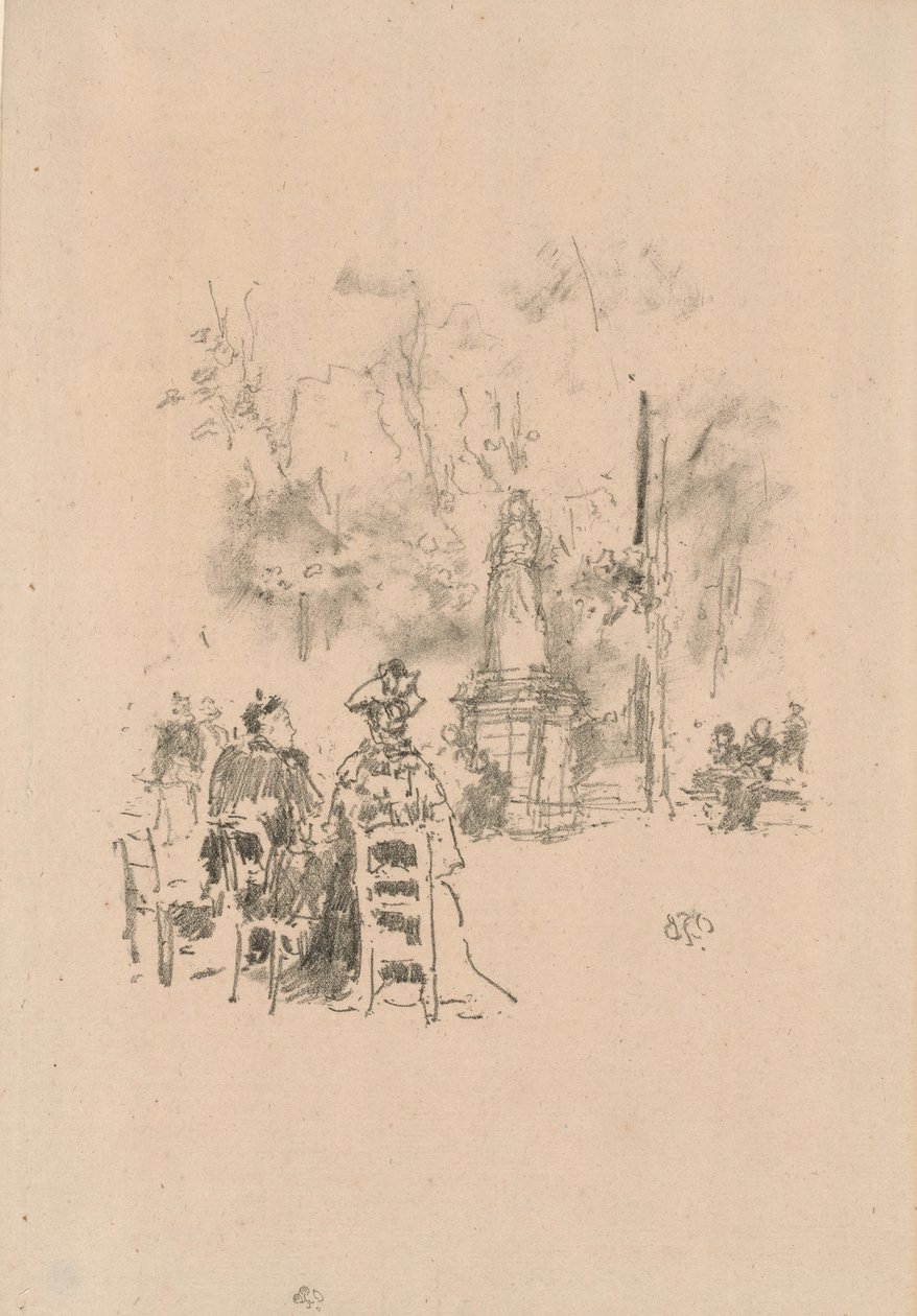 Heykelin Altında Konuşma, Lüksemburg Bahçeleri by James Abbott McNeill Whistler