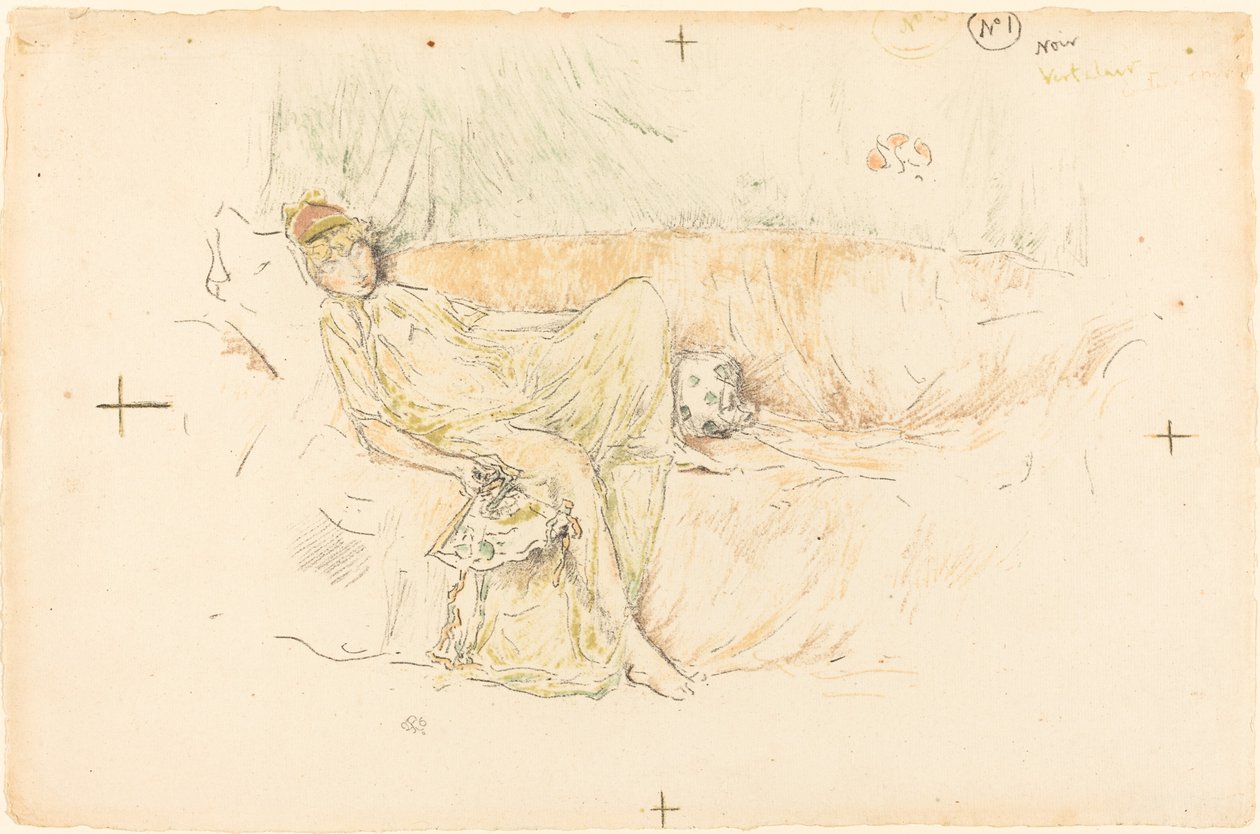 Drapeli Figür, Yatan by James Abbott McNeill Whistler
