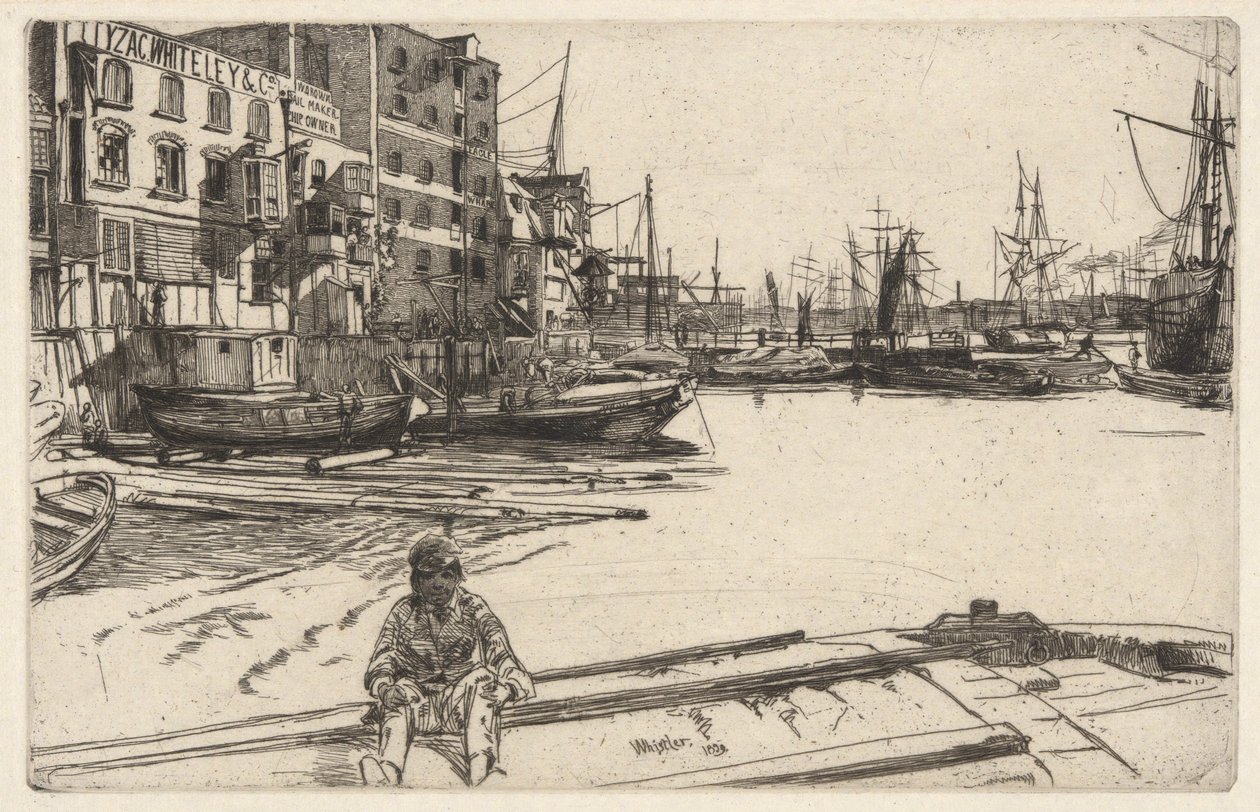 Eagle Wharf (Tyzac, Whiteley & Co.), Thames Setinden (Thames ve Diğer Konularda Sahnelerin On Altı Gravür Serisi) by James Abbott McNeill Whistler
